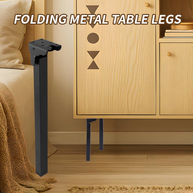 Geesatis Furniture Legs, Folding Metal Table Legs, Adjustable Replacement Desk Legs for Sofa Office Table Loveseat Dresser, with Mounting Screws, 4 Pack Black 10.5 inch - Image 3